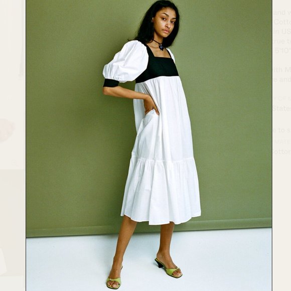 Maryam Nassir Zadeh Yara Puff Sleeve Peasant Dress XS Small  4 - Picture 3 of 10